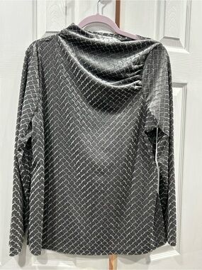 DG2 by Diane Gilman Gray Velvet Cowl Neck Top